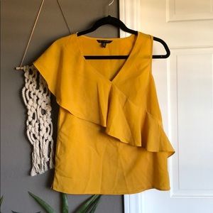 Yellow one shouldered Banana Republic blouse